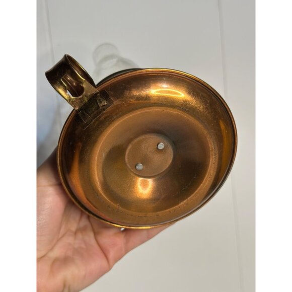 VTG Mini Copper Oil Lamp Lantern Finger Handle Glass Globe 8" Timeless MCM Retro - Picture 7 of 7